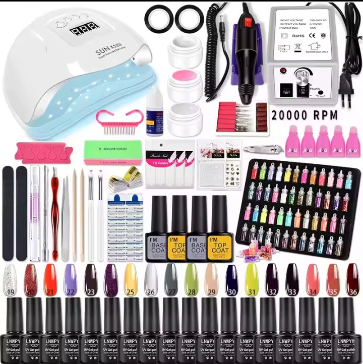 Manicure Set Professional Nail Gel Kit with UV LED Lamp Gel Nail Polish Set Soak Off Varnish Nail Kit Professional Art Tools Set