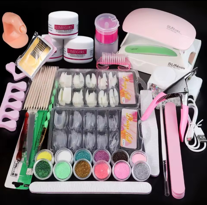 Nail Acrylic Powder and Liquid Monomer Nails Art Decoration For Manicure Set Kit Crystal Nail Glitter 3D Nail Tips Carving Tools