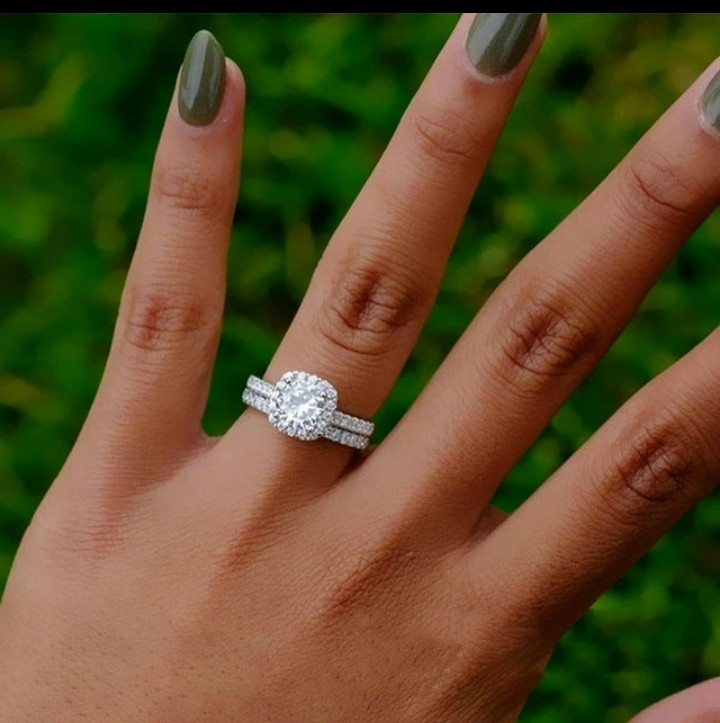 Engagement ring Classic Women Wedding Ring Set Metal Silver Color White Zircon Stones Engagement Ring Set for Women Party Bridal Jewelry