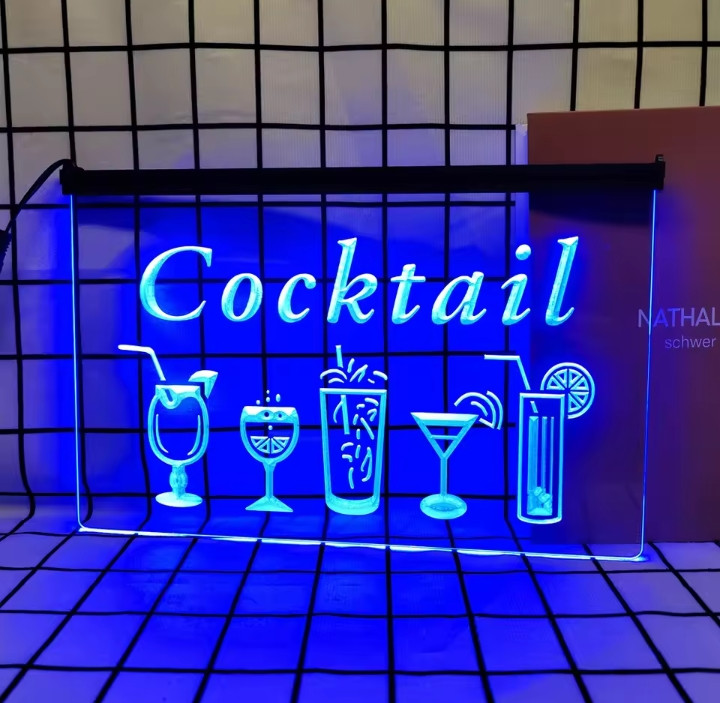 Cocktail-Retro LED Neon Sign Home Decor with Vintage Plaques and Posters for Room Office