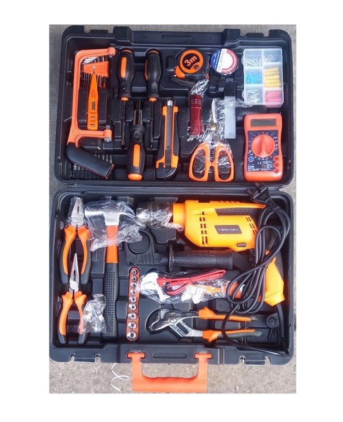 Tool Box With 13mm Electric Drill Machine Tools Kit