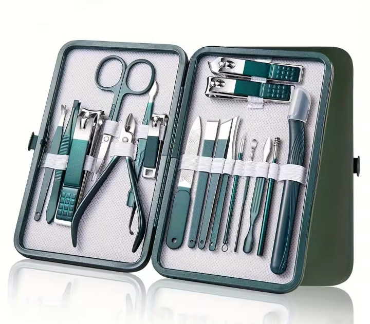 Professional 7-18 Piece Nail Care Kit Stainless Steel Manicure & Pedicure Set with Travel Case for On-the-Go Grooming