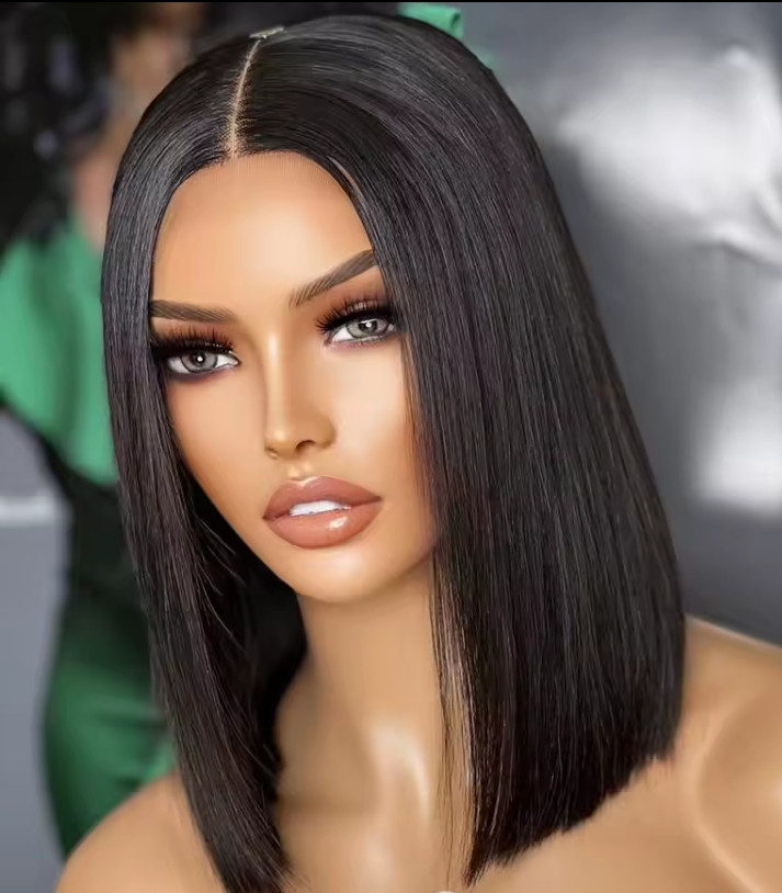 18Inch 180%Density Natural Black 13x4Lace Front Wigs Soft Short Cut Bob Wigs PrePlucked Daily Glueless WIth Baby Hair