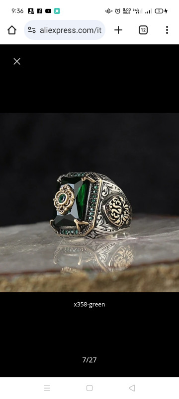 Retro Handmade Turkish Signet Ring for Men Vintage Silver Color Carving Pattern Inlay Green Zircon Party Punk Motor Biker Ring