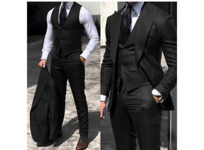 Classy Wedding Tuxedos Suit Slim Fit Bridegroom For Men 3 Pieces Groomsmen Suit