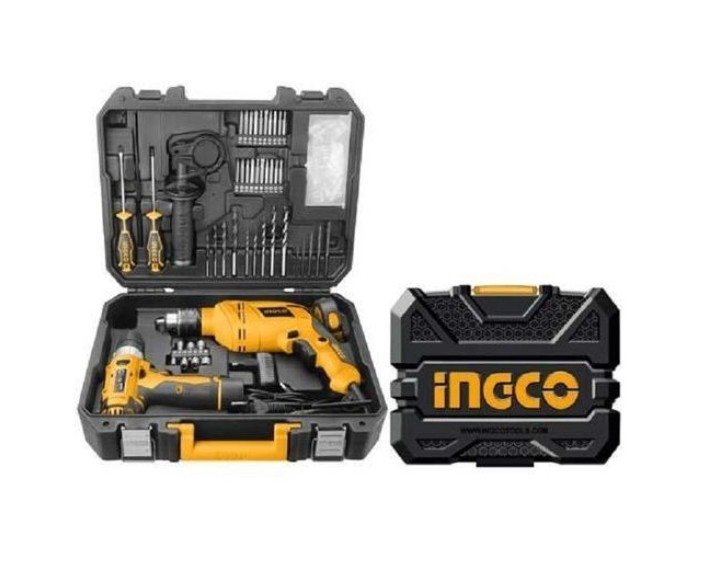 Ingco 108 Pcs Tools Set With 12V Cordless Drill & Electric Drill 650w