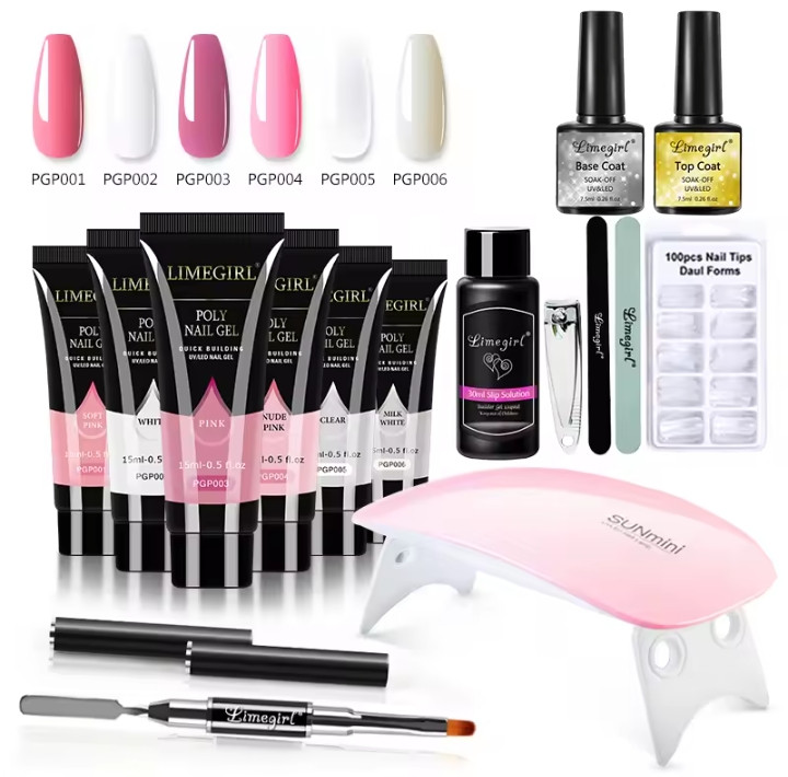 limegirl 15ml Extension Nail Gel Set 6W LED Lamp Full Manicure Set Finger Extend Mold Nail Kit All For Quick Extension Tool Kit