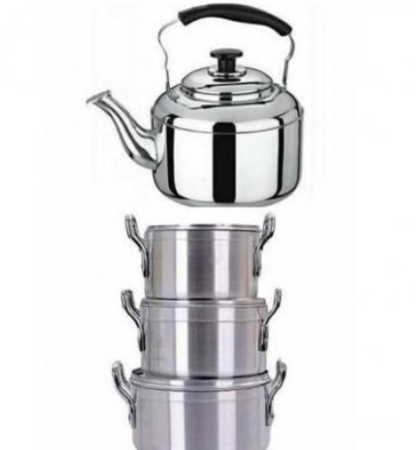 3 High Quality Hoffner Pots (18, 20, 22cm) & 3L Kettle